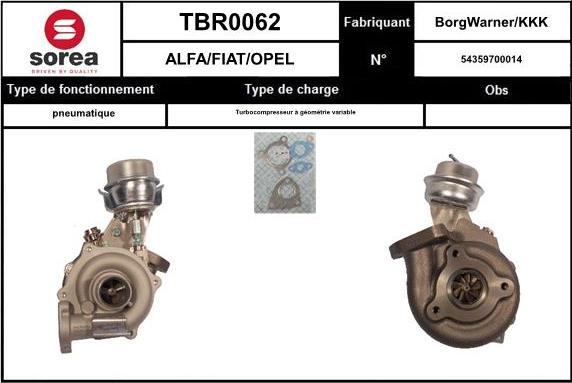 EAI TBR0062 - Турбина, принудително пълнене с въздух vvparts.bg