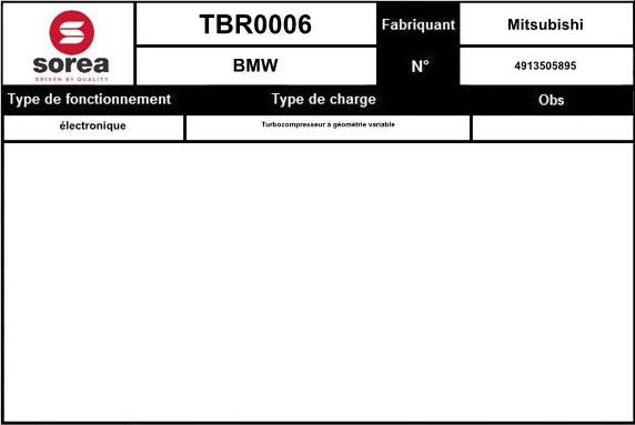 EAI TBR0006 - Турбина, принудително пълнене с въздух vvparts.bg