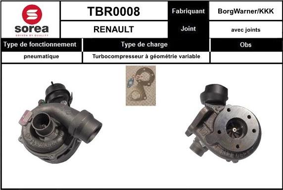 EAI TBR0008 - Турбина, принудително пълнене с въздух vvparts.bg