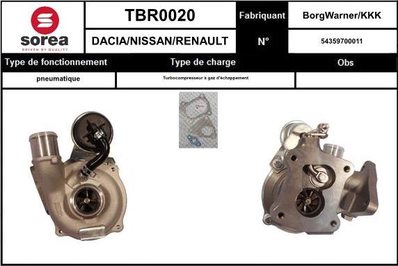 EAI TBR0020 - Турбина, принудително пълнене с въздух vvparts.bg