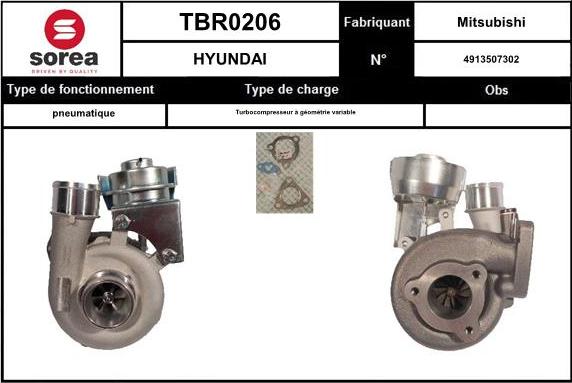 EAI TBR0206 - Турбина, принудително пълнене с въздух vvparts.bg