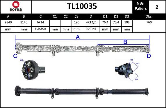 EAI TL10035 - Кардан, задвижване на оста vvparts.bg