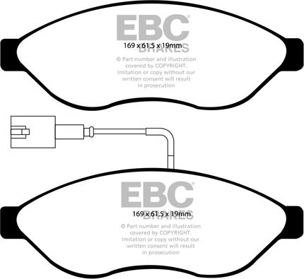 EBC Brakes DP1968 - Комплект спирачно феродо, дискови спирачки vvparts.bg