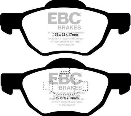 EBC Brakes DP41525R - Комплект спирачно феродо, дискови спирачки vvparts.bg
