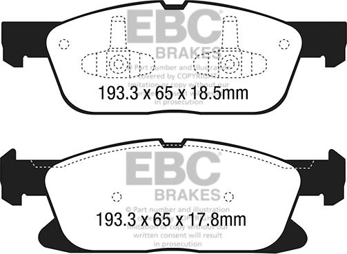 EBC Brakes DP23046 - Комплект спирачно феродо, дискови спирачки vvparts.bg