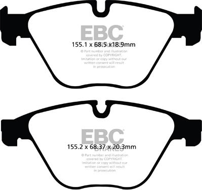 EBC Brakes DPX2103 - Комплект спирачно феродо, дискови спирачки vvparts.bg