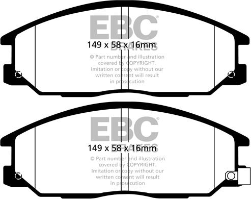 EBC Brakes DPX2049 - Комплект спирачно феродо, дискови спирачки vvparts.bg