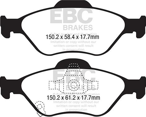 EBC Brakes DPX2288 - Комплект спирачно феродо, дискови спирачки vvparts.bg