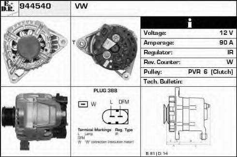 EDR 944540 - Генератор vvparts.bg