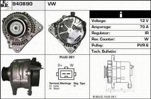 EDR 940890 - Генератор vvparts.bg