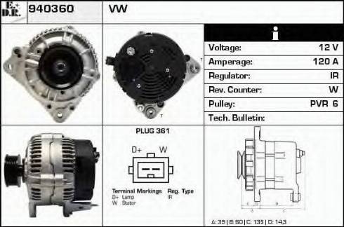 EDR 940360 - Генератор vvparts.bg