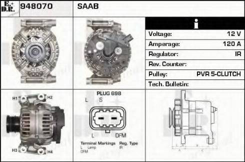 EDR 948070 - Генератор vvparts.bg