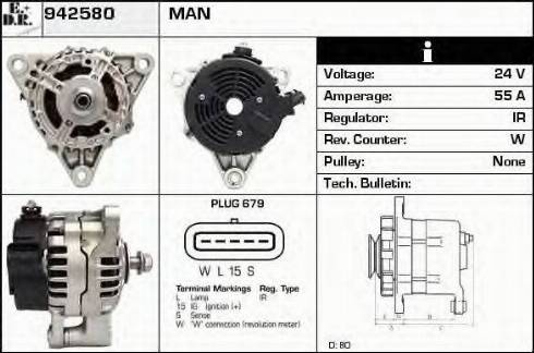 EDR 942580 - Генератор vvparts.bg