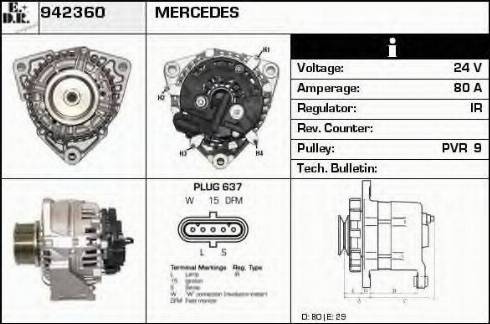 EDR 942360 - Генератор vvparts.bg