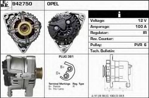 EDR 942750 - Генератор vvparts.bg