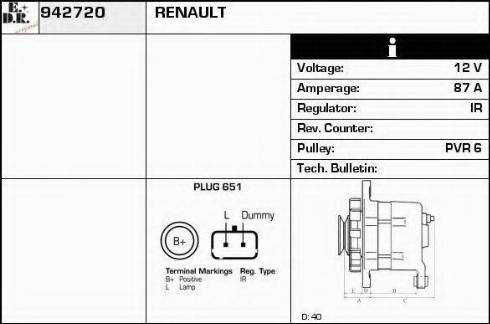 EDR 942720 - Генератор vvparts.bg