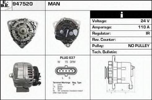 EDR 947520 - Генератор vvparts.bg