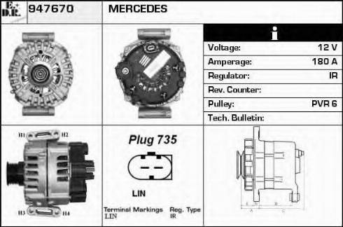 EDR 947670 - Генератор vvparts.bg