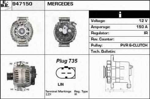 EDR 947150 - Генератор vvparts.bg