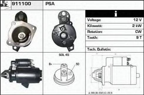 EDR 911100 - Стартер vvparts.bg