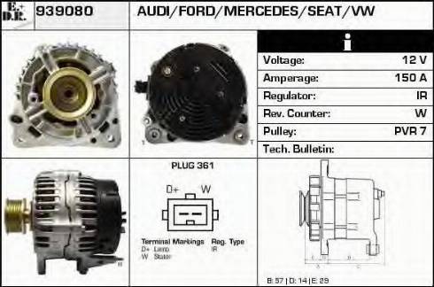 EDR 939080 - Генератор vvparts.bg