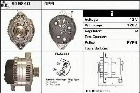 EDR 939240 - Генератор vvparts.bg