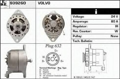 EDR 939260 - Генератор vvparts.bg