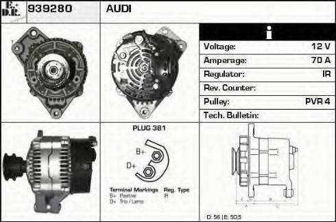 EDR 939280 - Генератор vvparts.bg