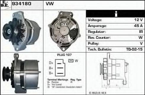 EDR 934180 - Генератор vvparts.bg