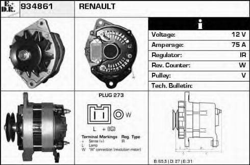 EDR 934861 - Генератор vvparts.bg