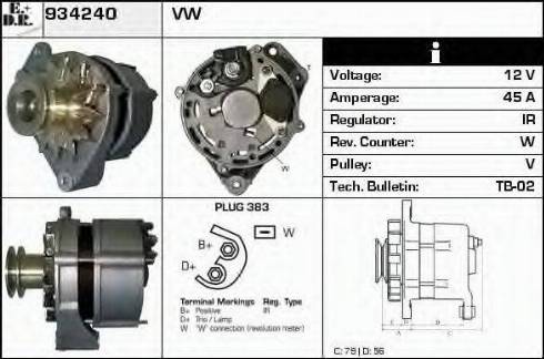 EDR 934240 - Генератор vvparts.bg