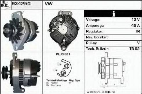 EDR 934250 - Генератор vvparts.bg