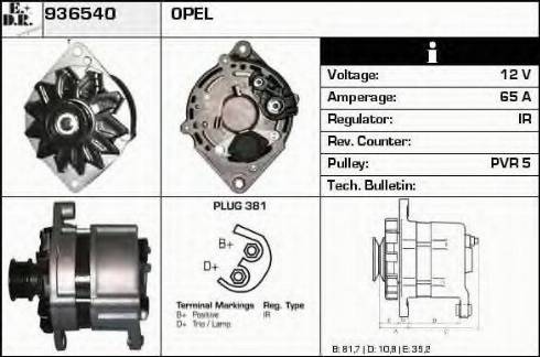 EDR 936540 - Генератор vvparts.bg