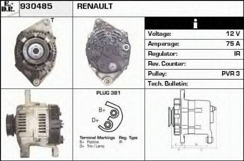 EDR 930485 - Генератор vvparts.bg