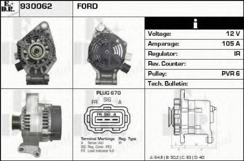 EDR 930062 - Генератор vvparts.bg