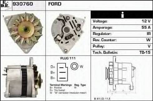 EDR 930760 - Генератор vvparts.bg