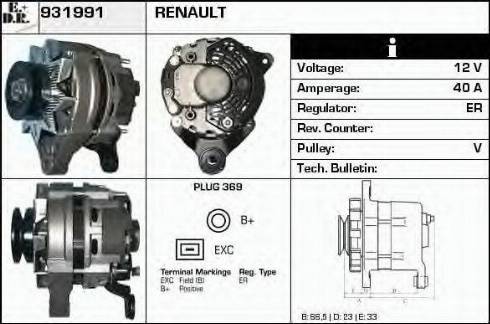 EDR 931991 - Генератор vvparts.bg