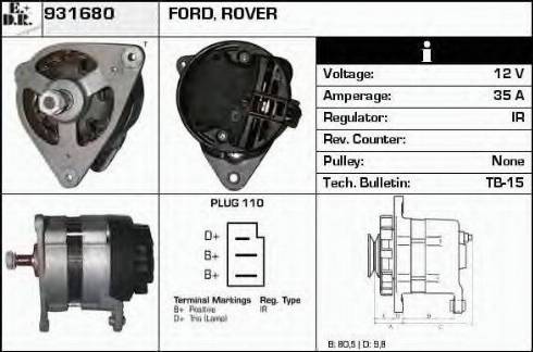 EDR 931680 - Генератор vvparts.bg