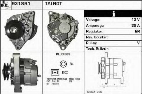 EDR 931891 - Генератор vvparts.bg