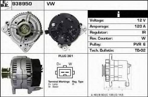 EDR 938950 - Генератор vvparts.bg