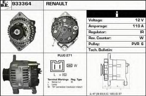 EDR 933364 - Генератор vvparts.bg