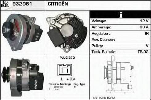 EDR 932081 - Генератор vvparts.bg