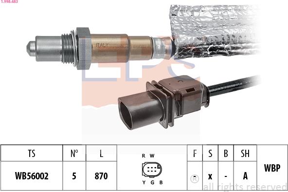 EPS 1.998.483 - Ламбда-сонда vvparts.bg