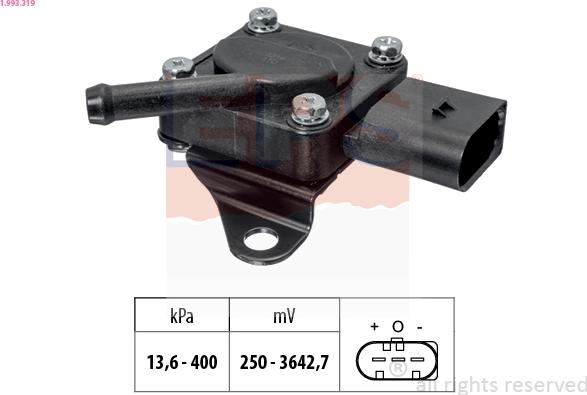 EPS 1.993.319 - Сензор, налягане изпускателен колектор vvparts.bg