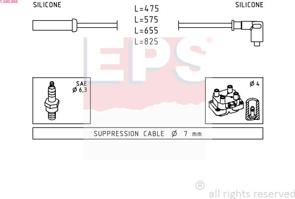 EPS 1.500.494 - Комплект запалителеи кабели vvparts.bg
