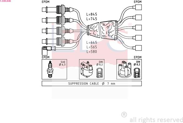 EPS 1.500.846 - Комплект запалителеи кабели vvparts.bg