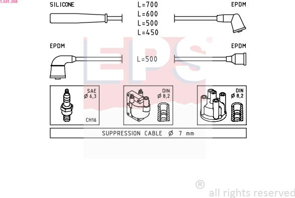 EPS 1.501.398 - Комплект запалителеи кабели vvparts.bg
