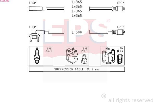 EPS 1.501.332 - Комплект запалителеи кабели vvparts.bg
