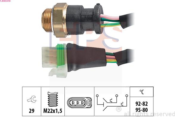 EPS 1.850.618 - Термошалтер, вентилатор на радиатора vvparts.bg