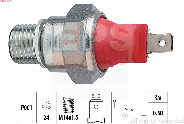 EPS 1.800.022 - Датчик, налягане на маслото vvparts.bg